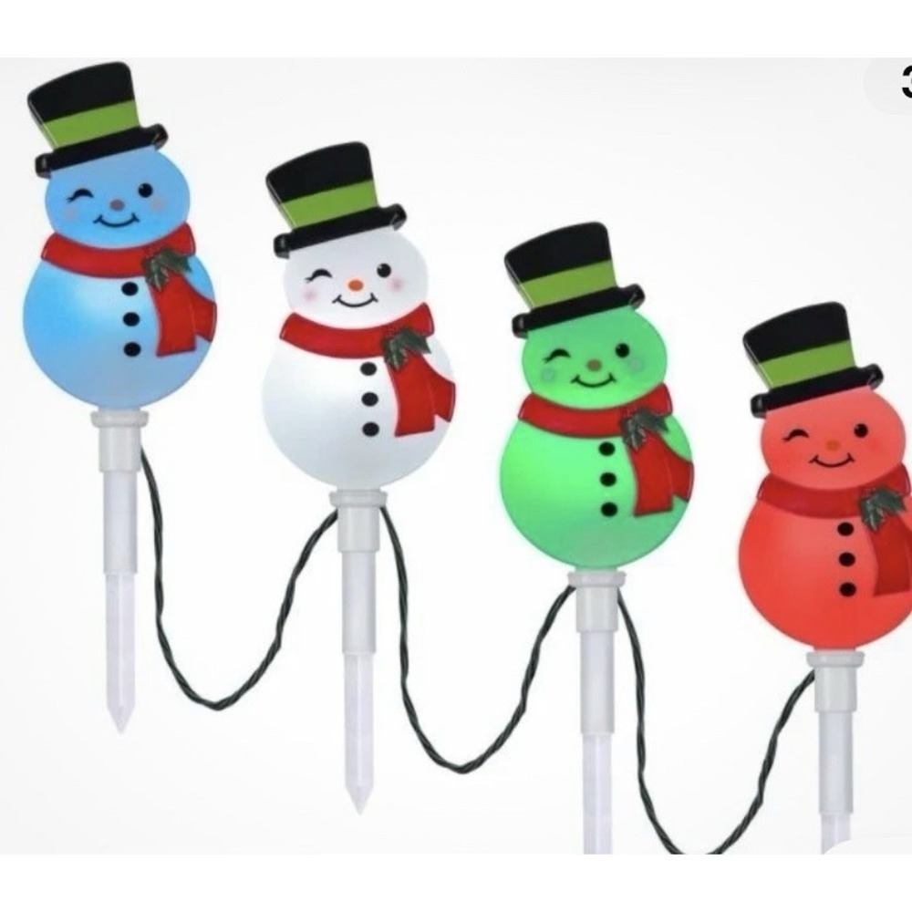 GEMMY Set of 4 Lightshow Color Motion 20 in. Christmas Pathway LED Lights Stakes